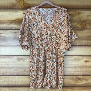 Cupshe Womens Romper Jumper Large‎ Boho Short Sleeve V-Neck